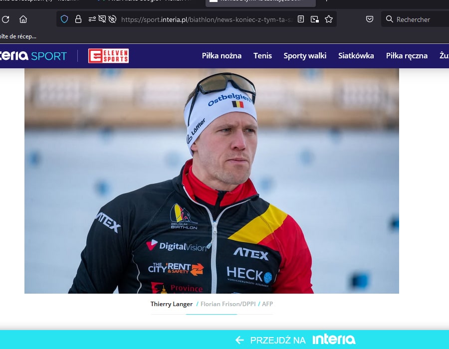 Article de Interia Sport sur le Biathlète Thierry Langer