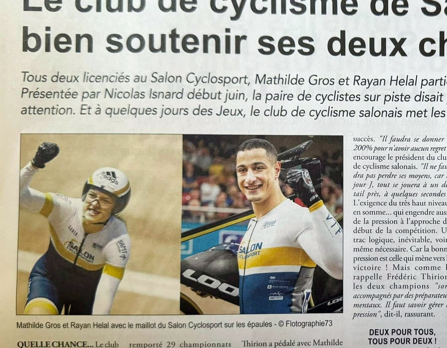 Article du media Le Regional sur Mathilde GROS et Rayan HELAL pour les Jeux Olympiques de Paris 2024