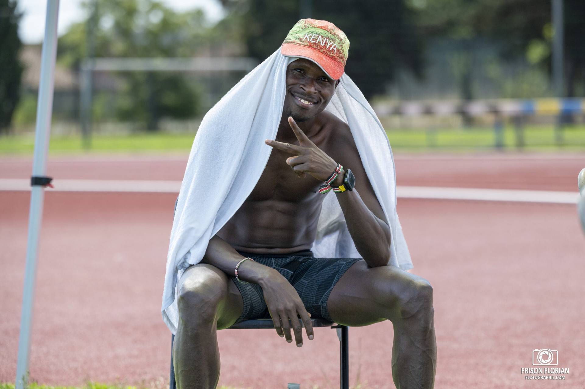Kelvin SANE TAUTA du Kenya, en préparation à Miramas pour les Jeux Olympiques de Paris 2024