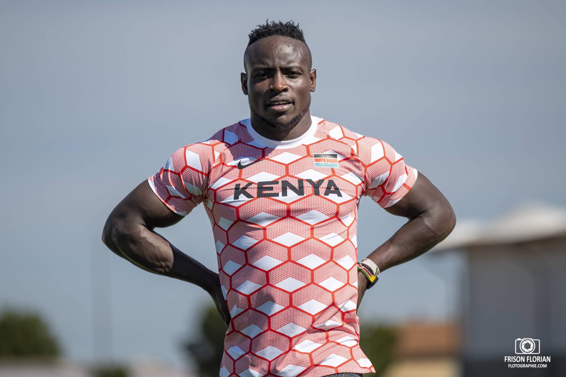 Ferdinand OMANYALA du Kenya, en préparation à Miramas pour les Jeux Olympiques de Paris 2024