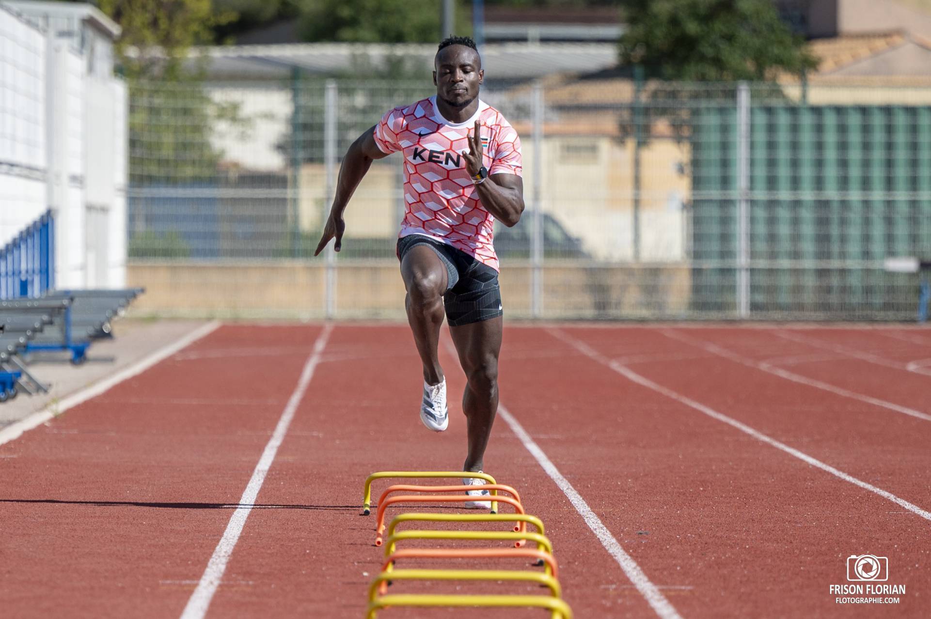 Ferdinand OMANYALA du Kenya, en préparation à Miramas pour les Jeux Olympiques de Paris 2024