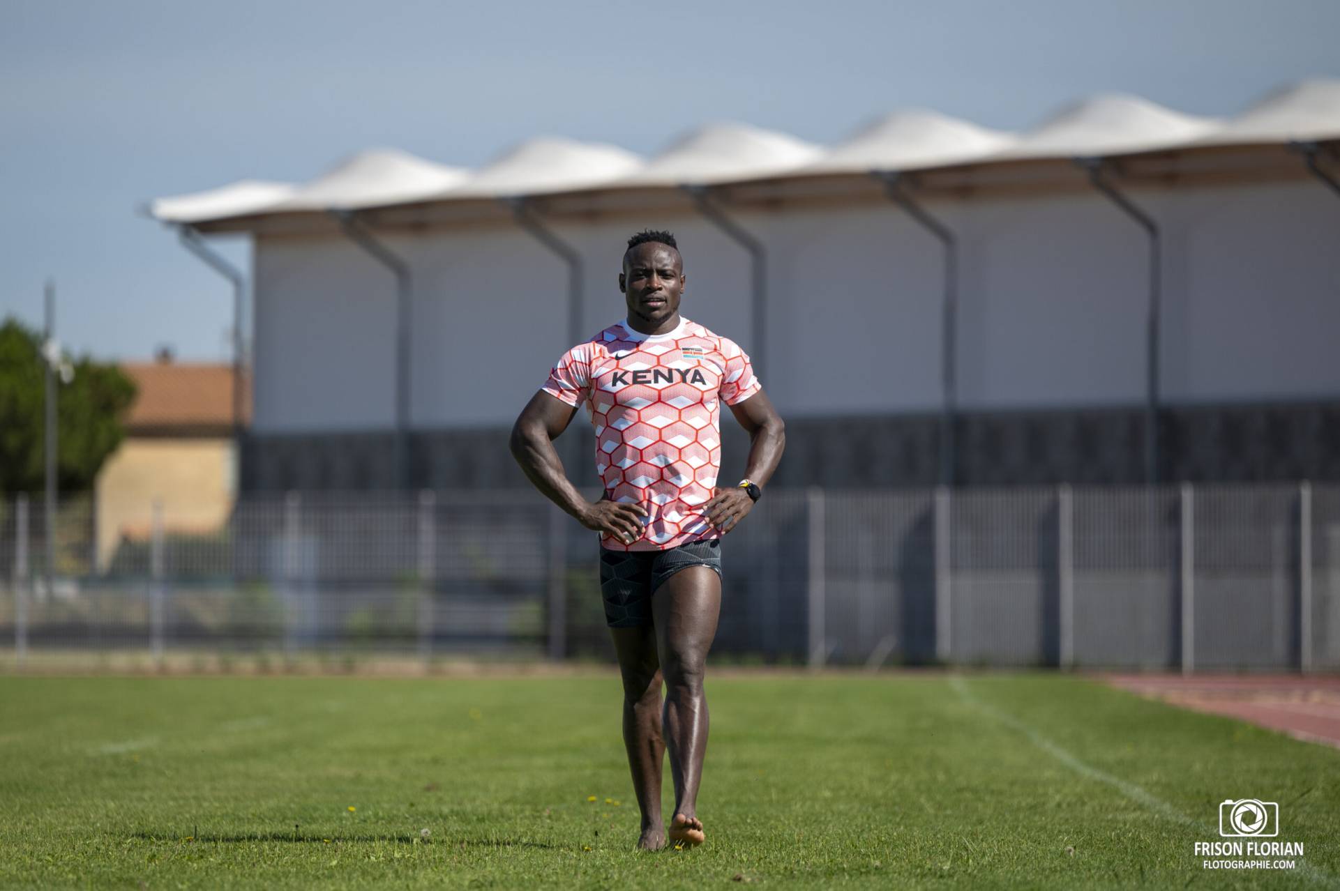 Ferdinand OMANYALA du Kenya, en préparation à Miramas pour les Jeux Olympiques de Paris 2024